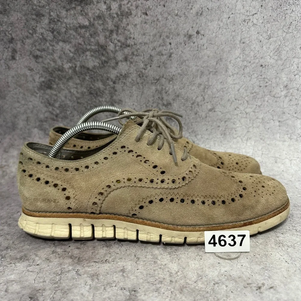 Cole Haan Zerogrand Wingtip Oxford Mens 9.5 Ironstone Suede C12980 Brogue Tan